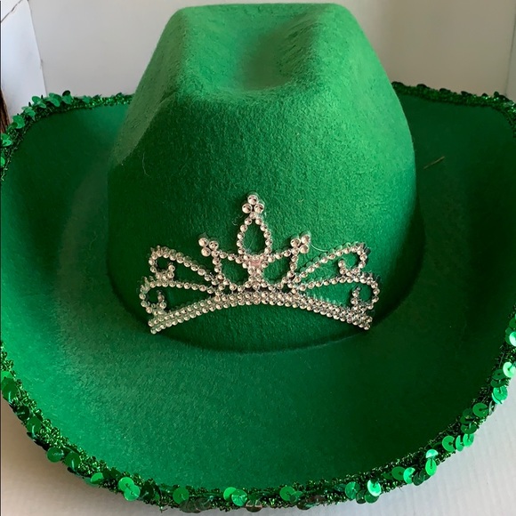 green felt cowboy hat